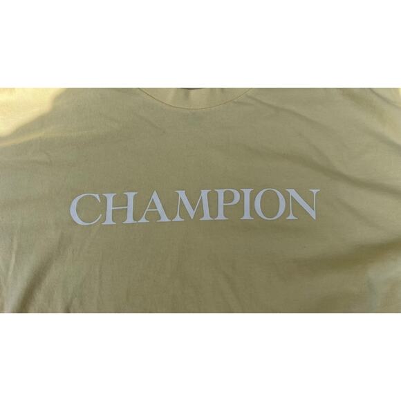 Champion Top Women Size Small Pale Yellow Graphic Logo Short Sleeve Tee Shirt - Picture 4 of 4
